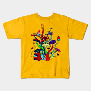 Colorful Mushroom Vintage Art Kids T-Shirt